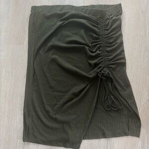 SHEIN Dark Green Asymmetrical Ruched Skirt